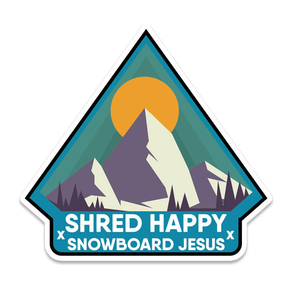 Shred Happy x Snowboard Jesus - Mountain Sunset Sticker