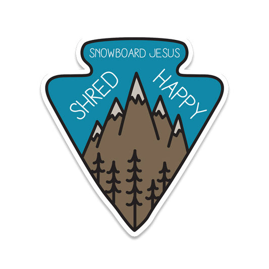 Snowboard Jesus x Shred Happy Arrowhead Sticker